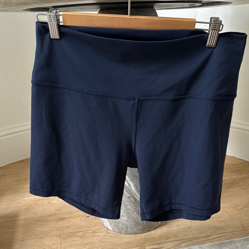 Align high-rise shorts, Color: True Navy, Inseam: 6”, Size 14